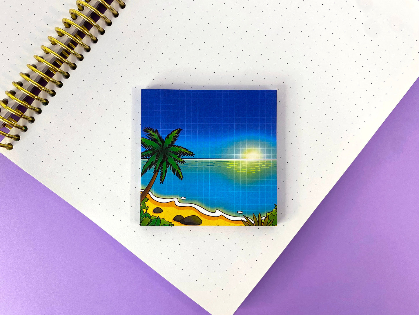 Notes Collantes Tropical Exploration | Plage tropical et ciel ensoleillé