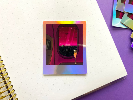 Sticker Waterproof Holographique - Polaroid « Vol tard dans la nuit »