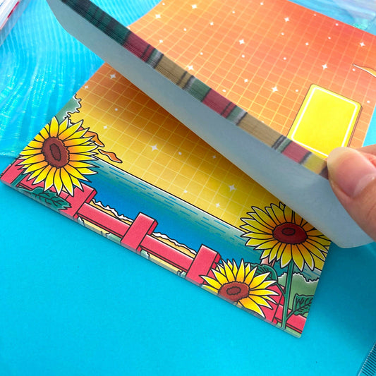Hot Summer A5 Notepad - Sunflower and ocean view