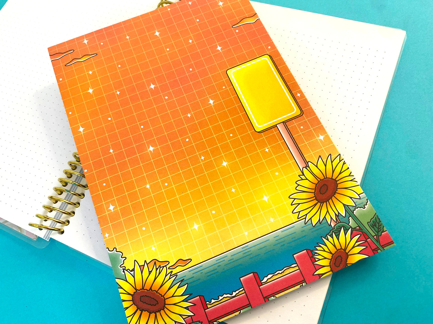 Bloc-notes A5 Hot Summer - Tournesol et vue sur l'océan