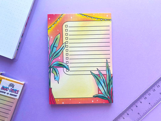 To Do List & Notes A6 Notepad | Vaporwave plant - Orange and light vibe