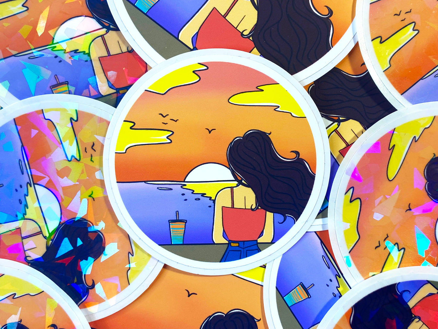 Waterproof Vaporwave Sticker "Sunset"