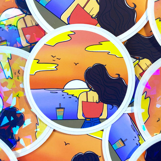 Waterproof Vaporwave Sticker "Sunset"