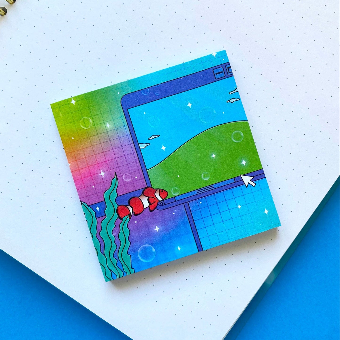Sticky Notes Nostalgic Fish | Retro Digital Windows & Aquarium Design