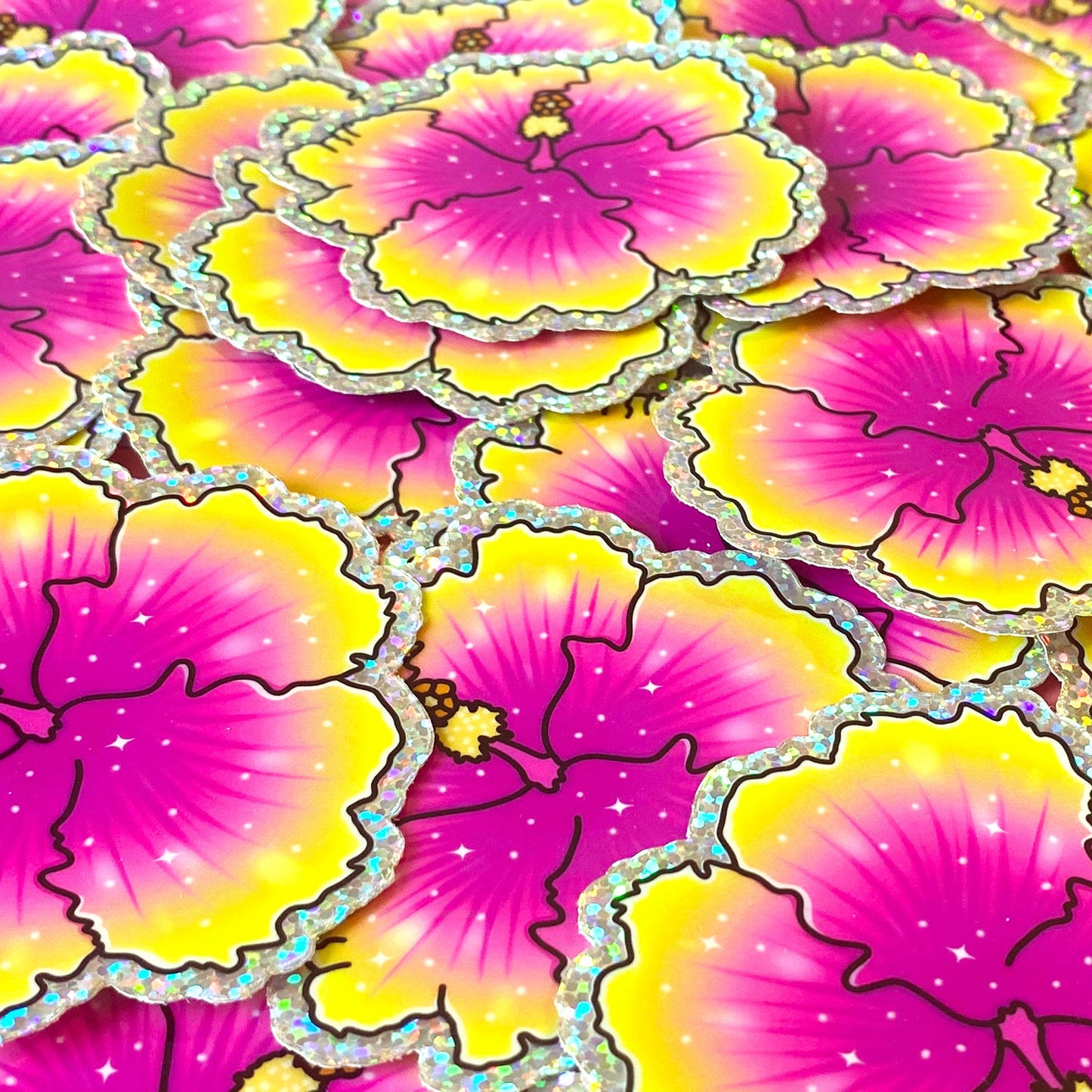 Holographic Sticker - Hibiscus