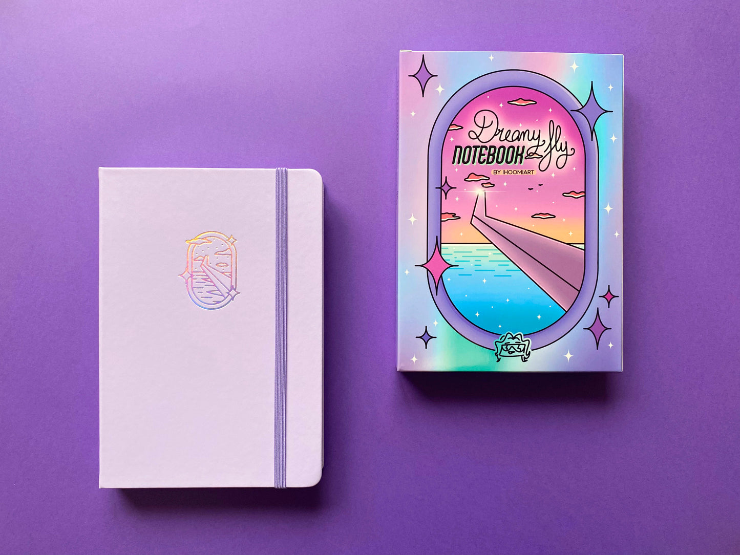 A5 Holographic Notebook – Dreamy Fly | Violet Ocean View Journal