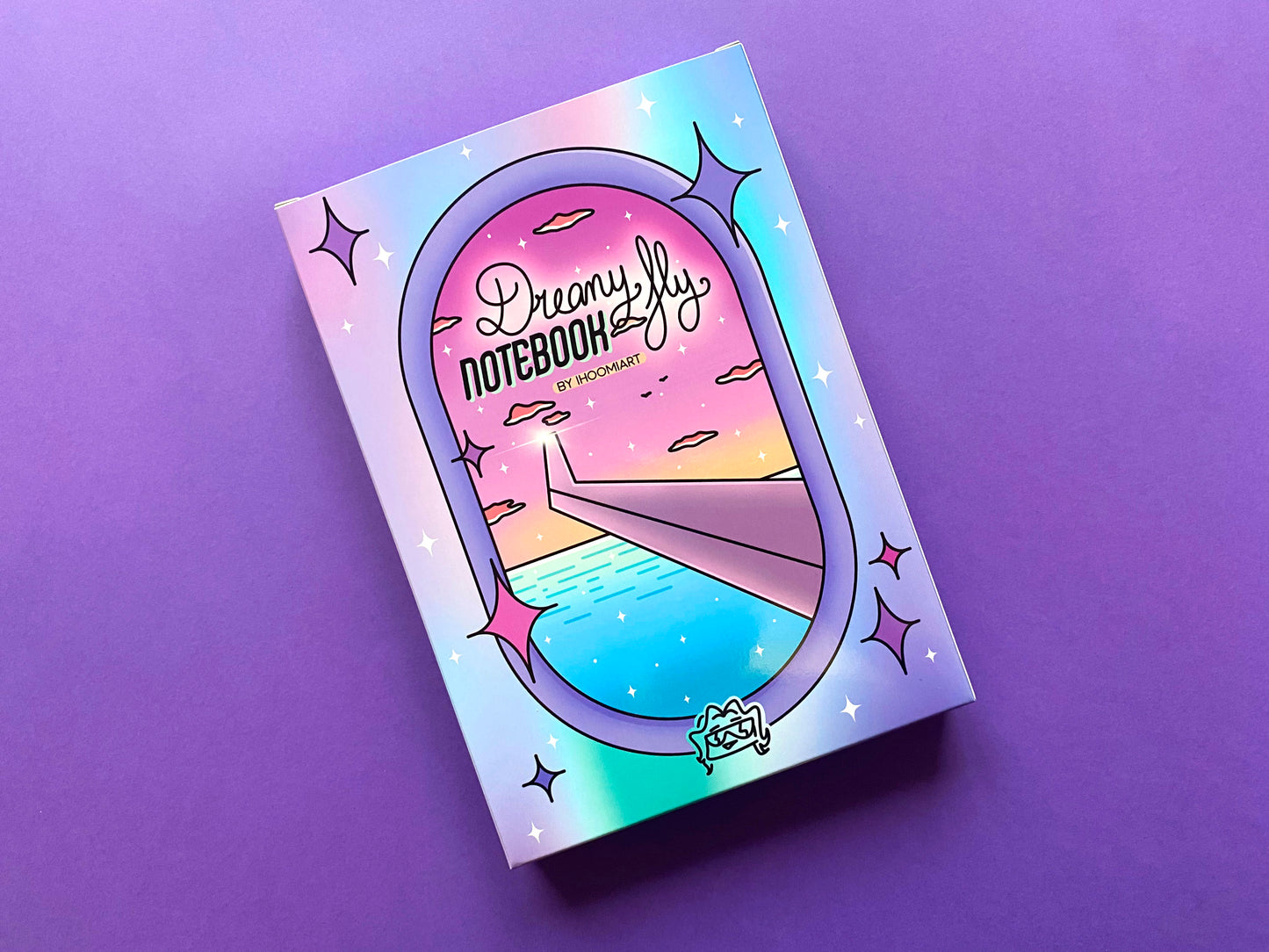 A5 Holographic Notebook – Dreamy Fly | Violet Ocean View Journal
