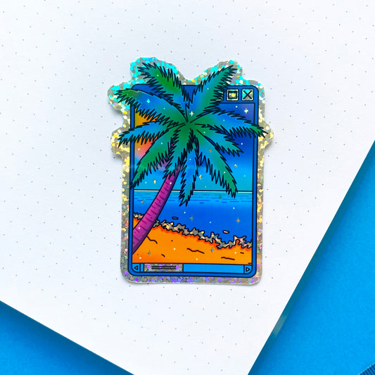 Holographic Glitters Sticker Nostalgic Fish Collection | Digital vision in a dreamy beach