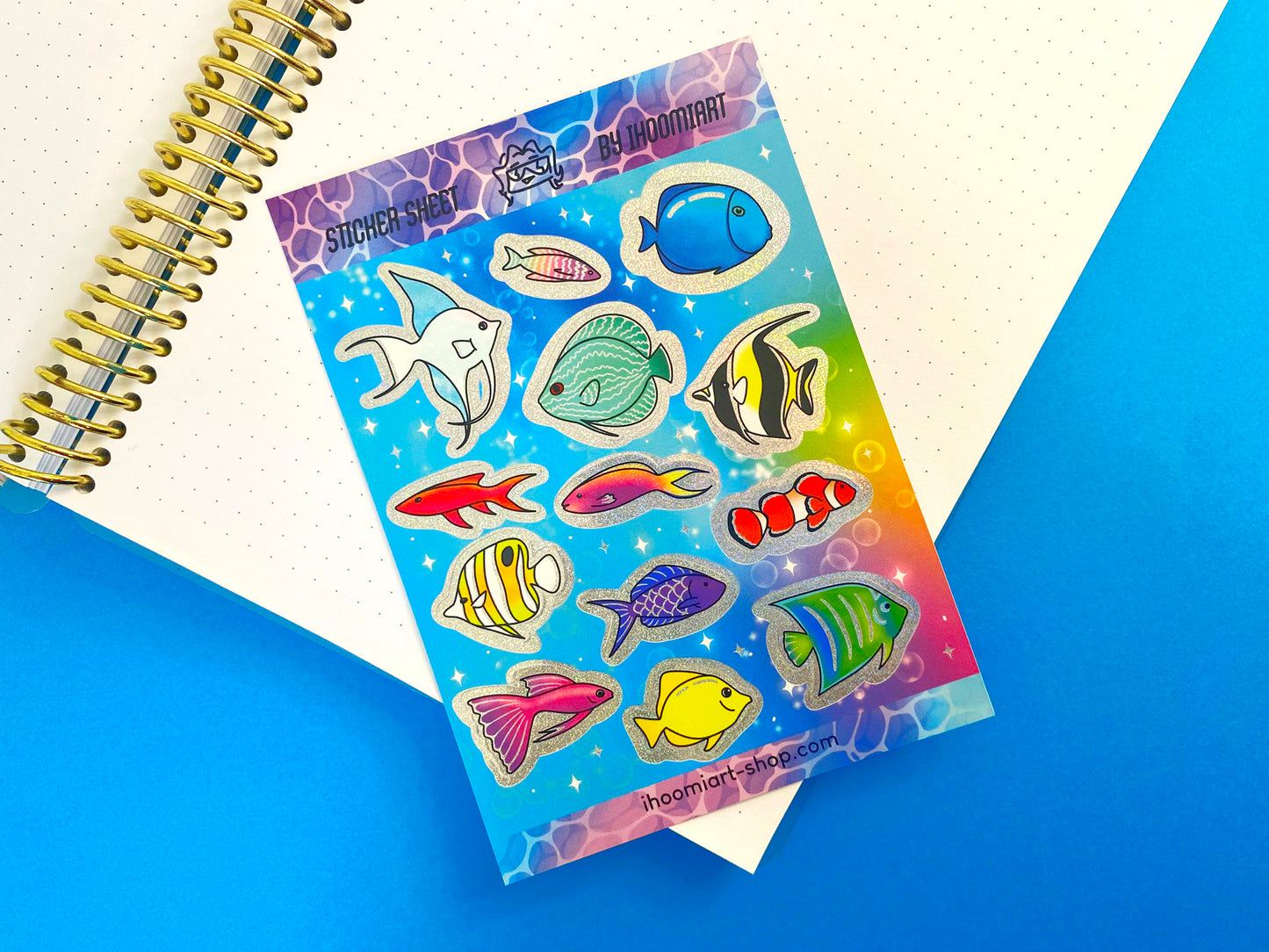 Nostalgic Fish Holographic Glitters Sticker Sheet - Fantasy Fish