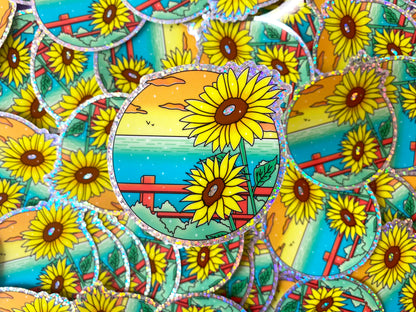 Holographic Sticker - Ocean View & Sunflower