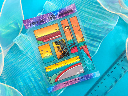 Hot Summer A6 Clear Sticker Sheet | Summer day landscape