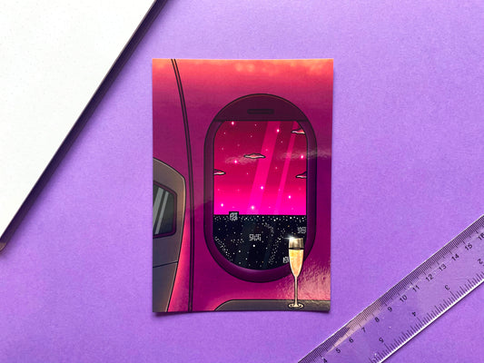 A6 Carte Postale | Art Print Vaporwave " Late Night Dreamy Fly" | Rose