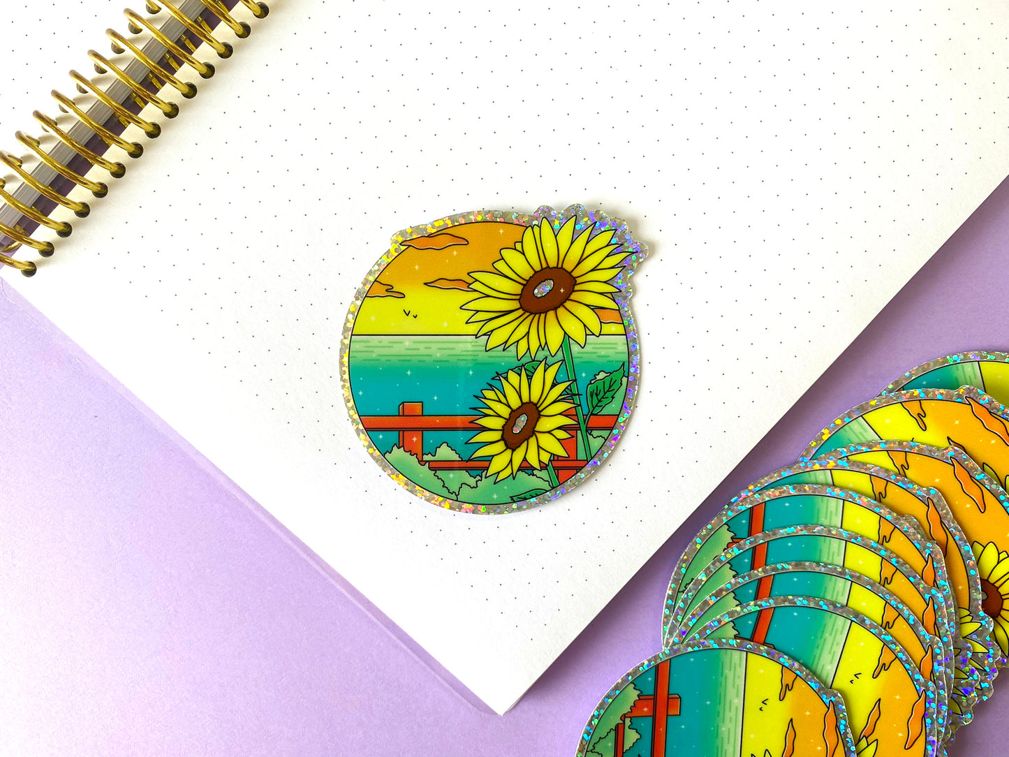 Holographic Sticker - Ocean View & Sunflower