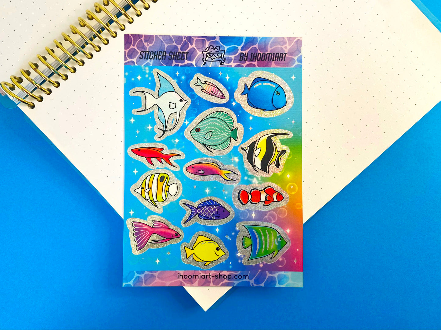 Nostalgic Fish Holographic Glitters Sticker Sheet - Fantasy Fish