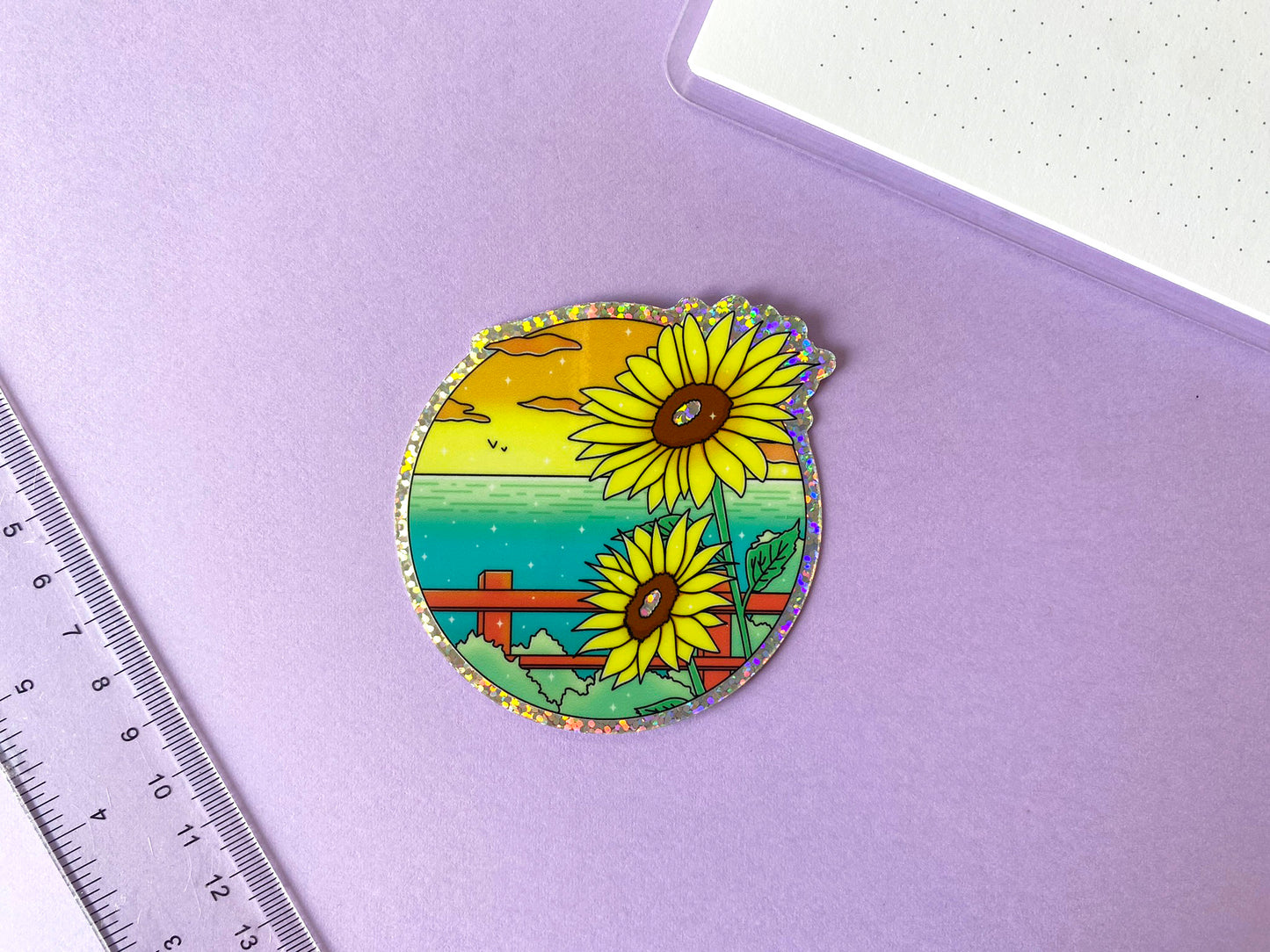 Holographic Sticker - Ocean View & Sunflower