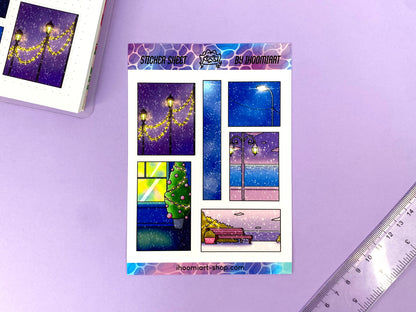 Before Christmas A6 Matte Sticker Sheet | Snow views and light