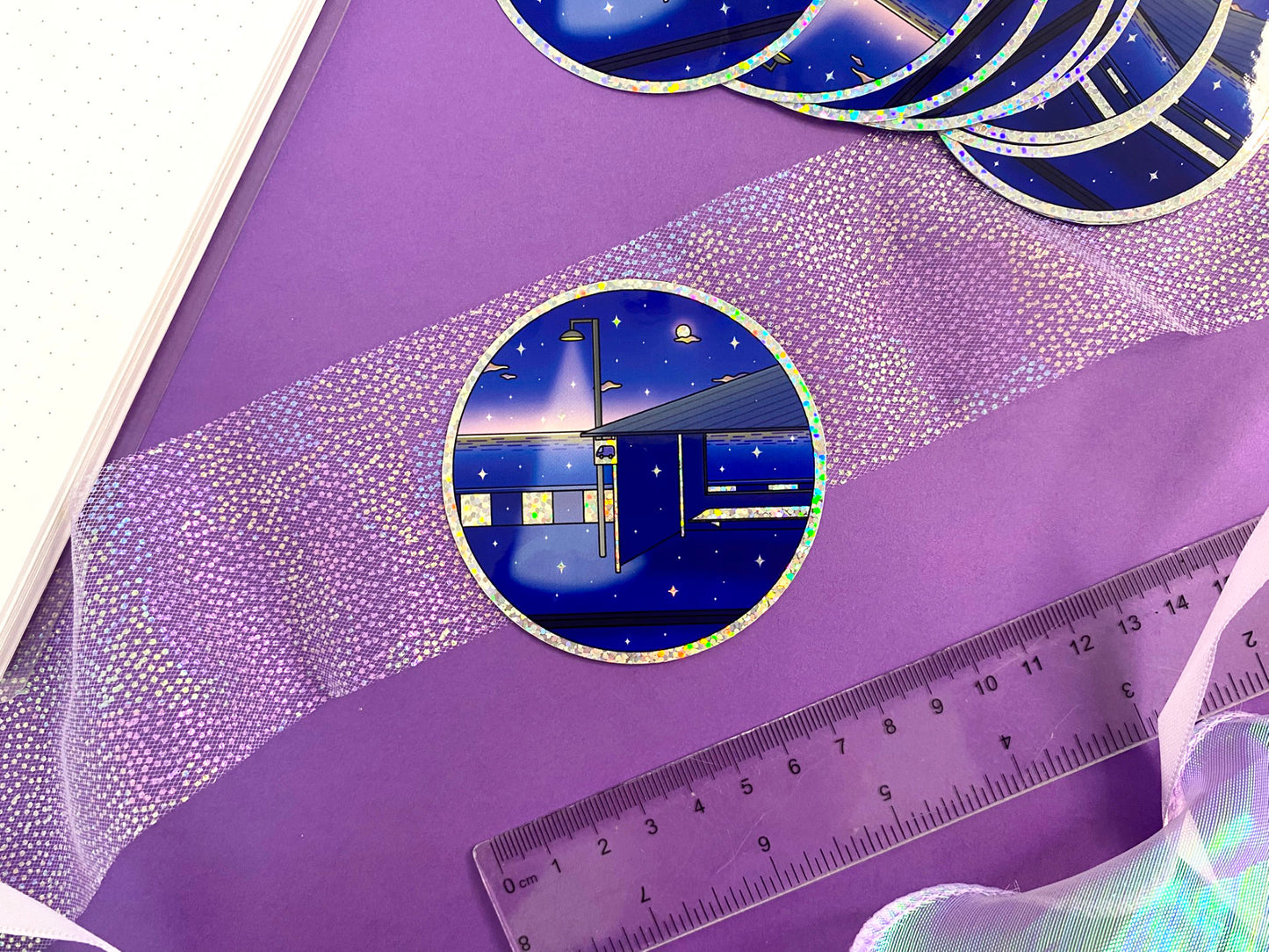 Late Night Holographic Glitters Sticker - Last Bus of the Night