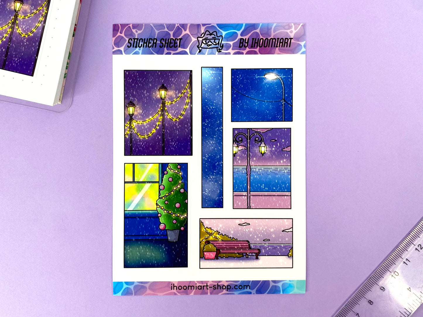 Before Christmas A6 Matte Sticker Sheet | Snow views and light