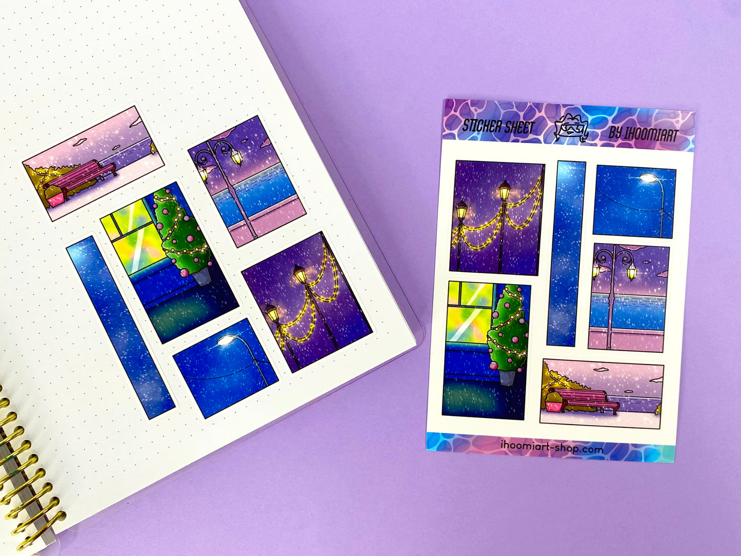 Before Christmas A6 Matte Sticker Sheet | Snow views and light