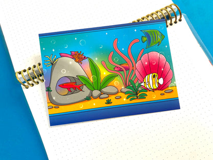 Nostalgic Fish Carte postale A6 / Art Print - Aquarium Coloré