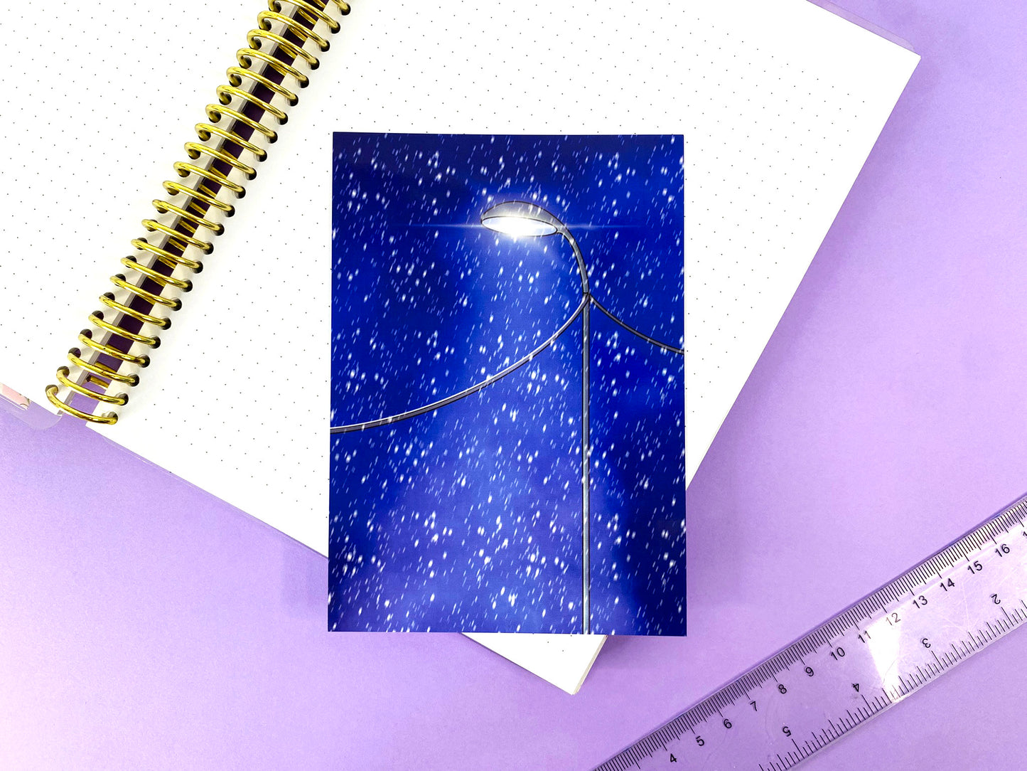 Before Christmas A6 Glossy Poscard | Winter Night in the street