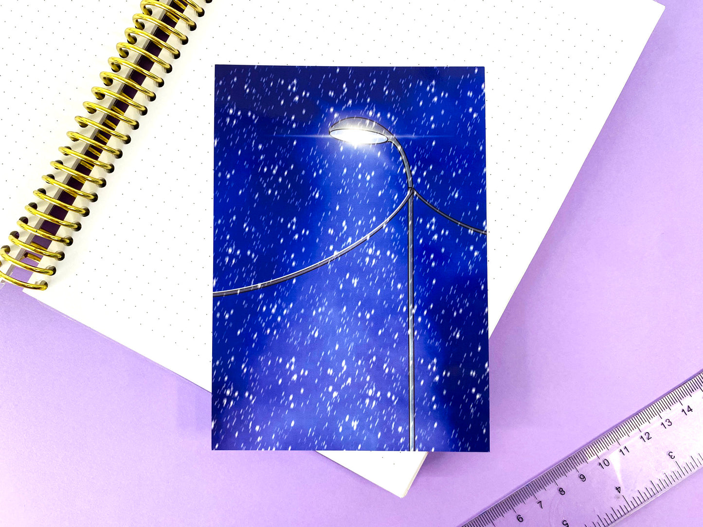 Before Christmas A6 Glossy Poscard | Winter Night in the street