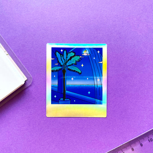Holographic Sticker Polaroid | Late Night Ocean View
