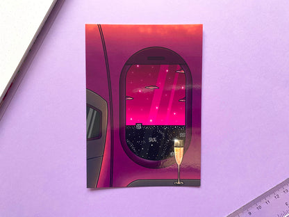 A6 Carte Postale | Art Print Vaporwave " Late Night Dreamy Fly" | Rose