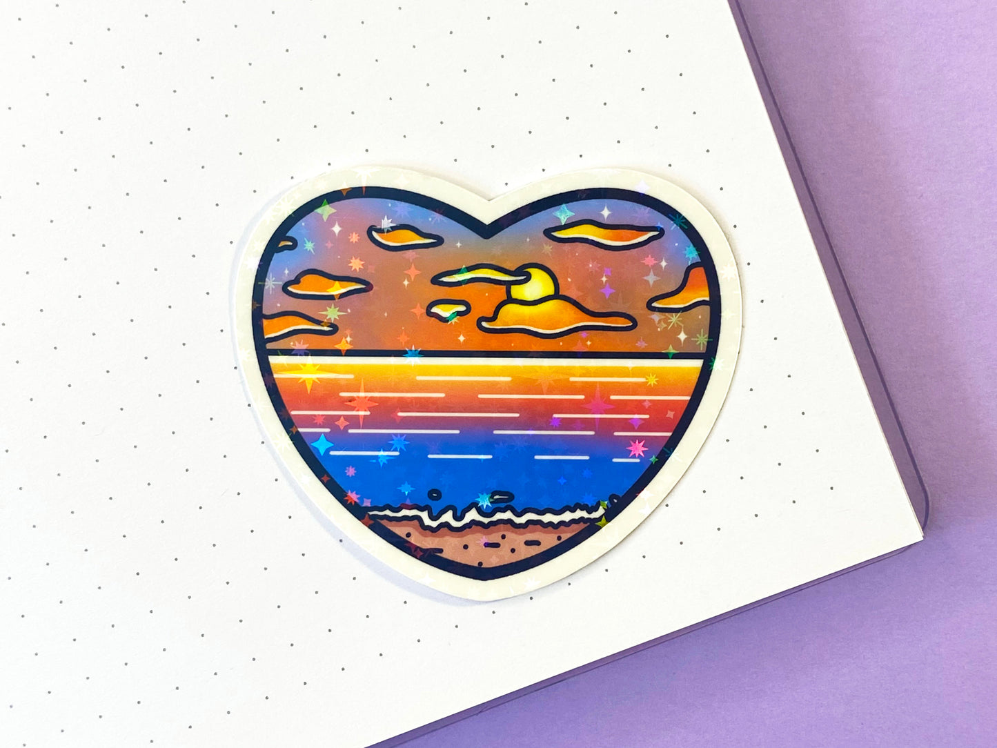 Holographic Waterproof Heart Stickers "Sunset"