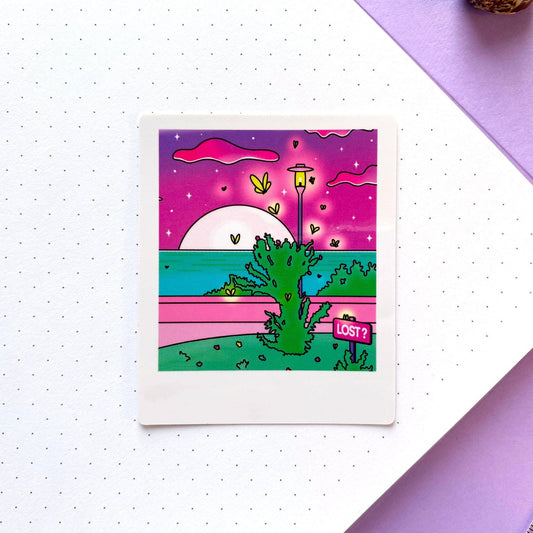 Glossy Waterproof Sticker - Polaroid "Secret Fairy Place"