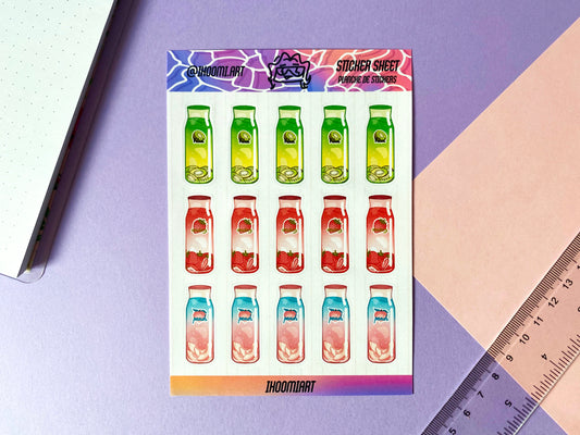 Sticker sheet | Fruit juice bottles