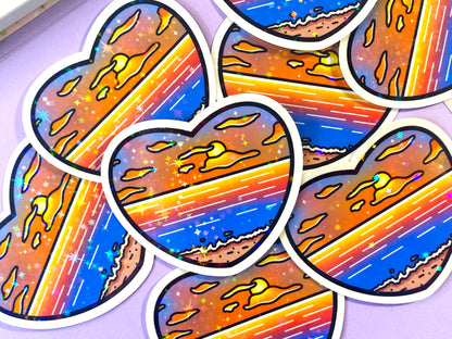 Holographic Waterproof Heart Stickers "Sunset"