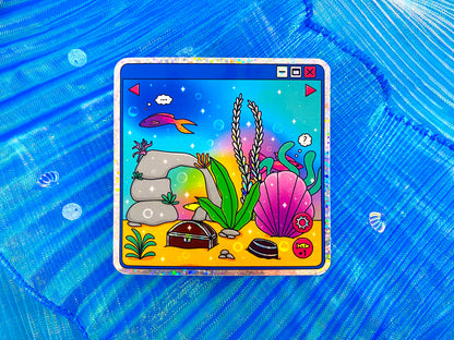 Nostalgic Fish Holographic Glitters Sticker - Virtual aquarium