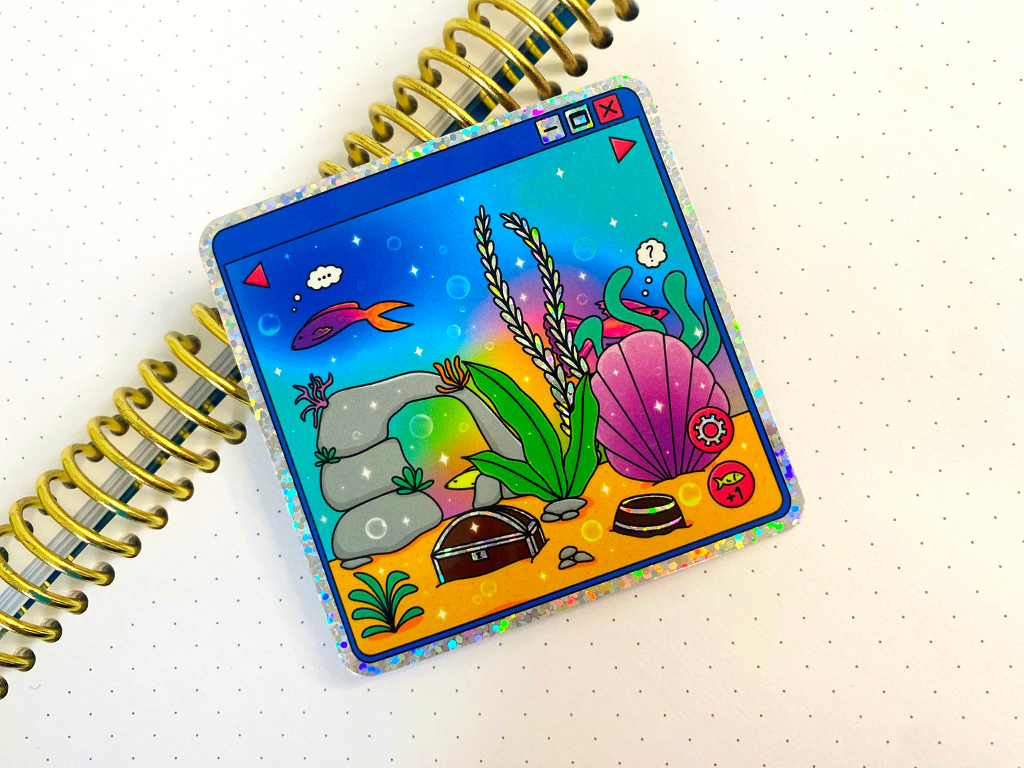 Nostalgic Fish Holographic Glitters Sticker - Virtual aquarium