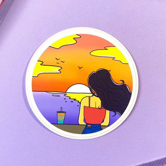 Waterproof Vaporwave Sticker "Sunset"