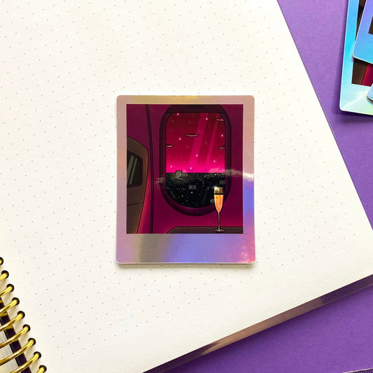 Holographic Waterproof Sticker - Polaroid "Late Night Fly"