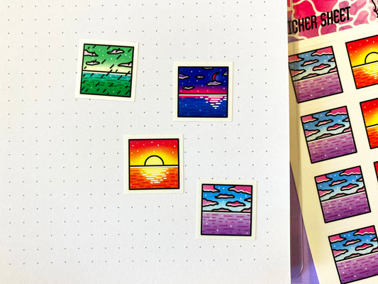 Sticker Sheet | Weather vignette with ocean