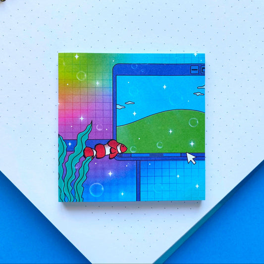 Sticky Notes Nostalgic Fish | Retro Digital Windows & Aquarium Design