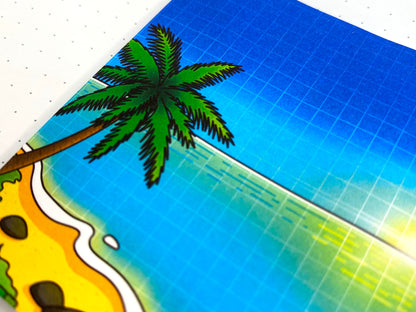 Notes Collantes Tropical Exploration | Plage tropical et ciel ensoleillé