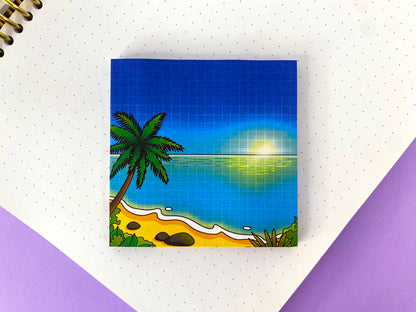 Notes Collantes Tropical Exploration | Plage tropical et ciel ensoleillé