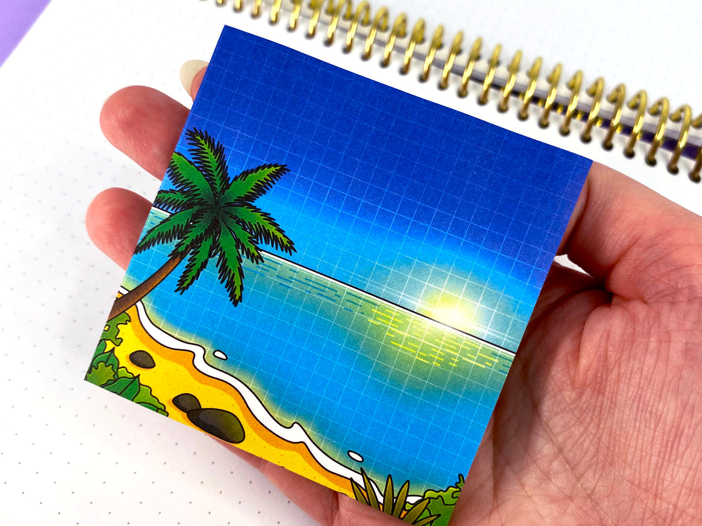 Notes Collantes Tropical Exploration | Plage tropical et ciel ensoleillé