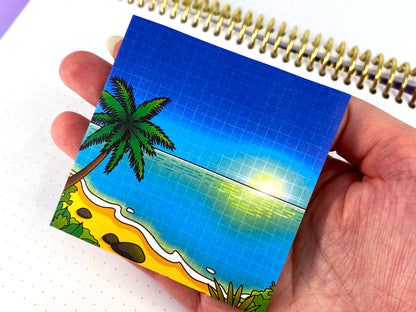 Notes Collantes Tropical Exploration | Plage tropical et ciel ensoleillé