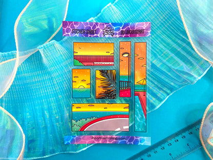 Hot Summer A6 Clear Sticker Sheet | Summer day landscape