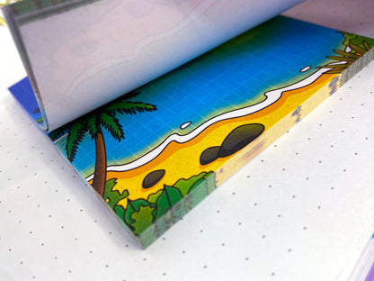 Notes Collantes Tropical Exploration | Plage tropical et ciel ensoleillé