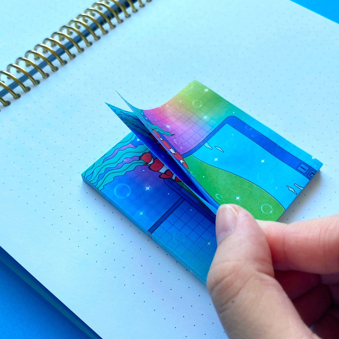 Sticky Notes Nostalgic Fish | Retro Digital Windows & Aquarium Design