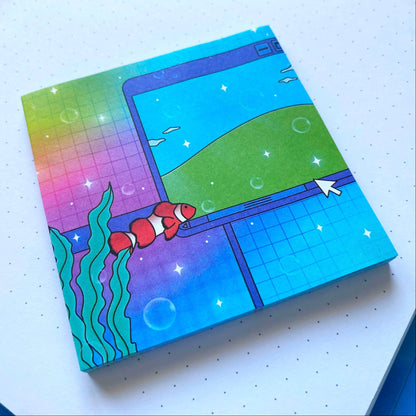 Sticky Notes Nostalgic Fish | Retro Digital Windows & Aquarium Design