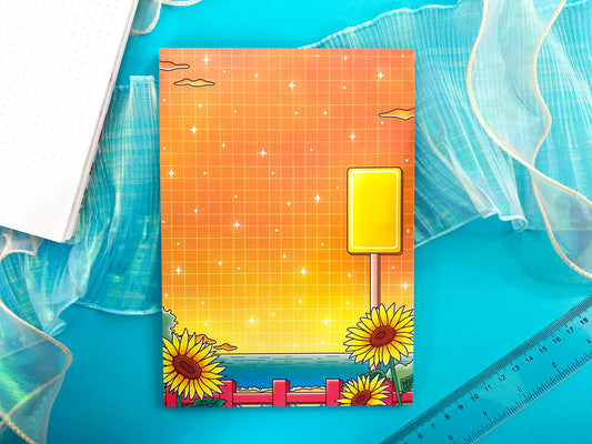 Bloc-notes A5 Hot Summer - Tournesol et vue sur l'océan