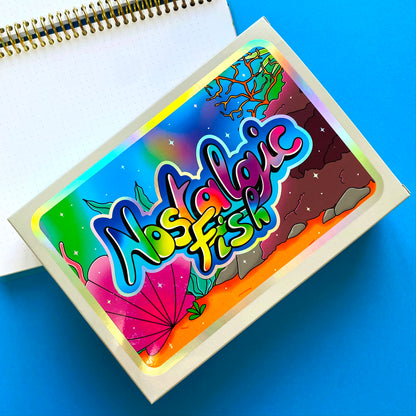 Coffret Cadeau Papeterie Nostalgic Fish – 15 pièces | Stickers Holographiques, Bloc-notes, Frutiger Aero | ihoomiArt