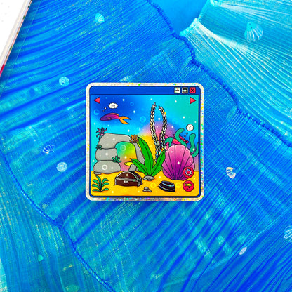 Nostalgic Fish Holographic Glitters Sticker - Virtual aquarium