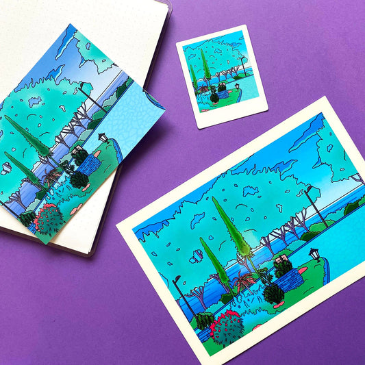 Set "Morning walk in the garden" | 2 Postcards and 1 sticker